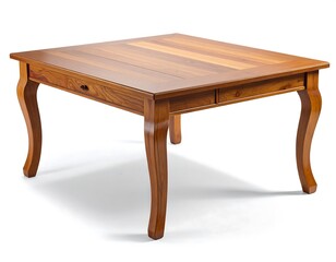 Elegant Wooden Table with Drawers Isolated on White Background for Design