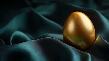 Golden Radiant Egg on Smooth Silk Surface