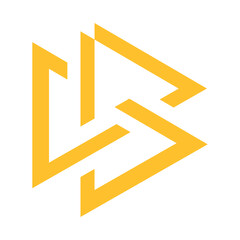 Abstract yellow geometric arrow logo design with modern vector line art style