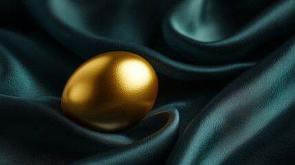 Radiant Golden Egg on Smooth Silk Surface