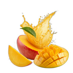 Juicy Mango Splash on transparent background