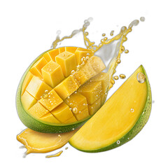 Fresh Juicy Mango on transparent background