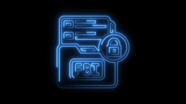 Fbi file security data protection neon outline concept with lock icon digital access