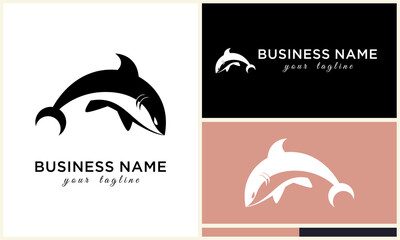 Shark logo design with different backgrounds.