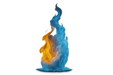 Fire and water elements creating abstract duality on transparent background