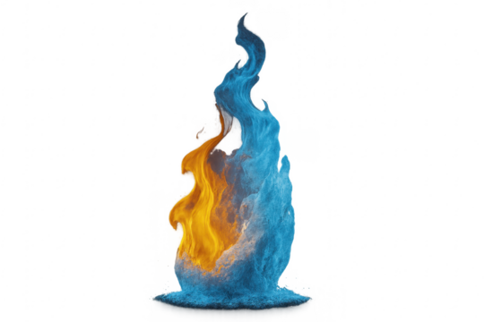 Fire and water elements creating abstract duality on transparent background