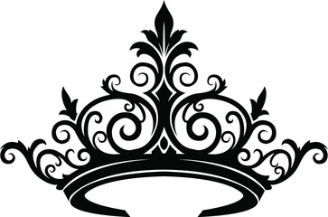 Elegant black ornate royal tiara crown symbol for royalty and power