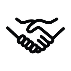Handshake line icon, partnership and agreement symbol, simple outline style on white background