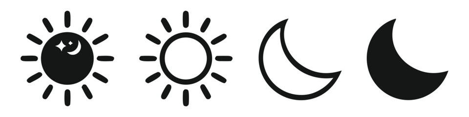 Sun and moon icons set. 
