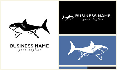 Shark Logo Design  Black with White, and and Blue.