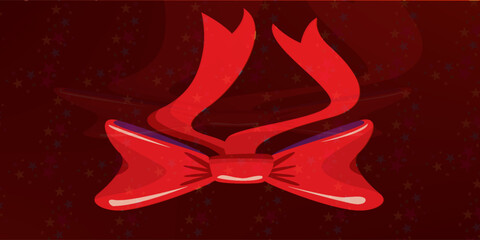 Red ribbon isolated on maroon background with stars