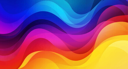 Vibrant and dynamic abstract background with smooth, flowing wave patterns in a colorful spectrum, perfect for modern designs, digital art projects, and creative branding