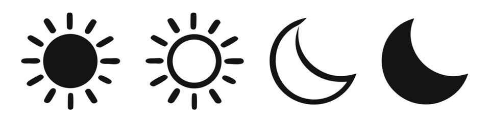 Sun and moon icons set. 
