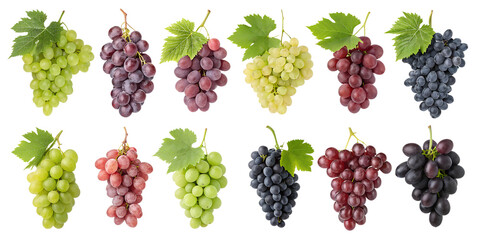 Grapes PNG Set &ndash; Realistic Grape Bunches  Isolated on Transparent Background