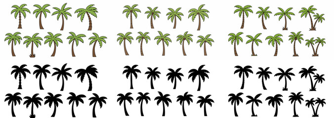 Palm trees collection with transparent background