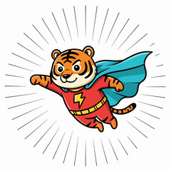 Cute Lion Superhero Cartoon Character Illustration