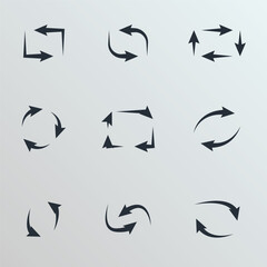 Super set different shape hand drawn arrows. Doodle style curved and squiggly arrows. Variety arrows design.