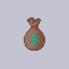 money bag in pixel art