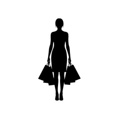Silhouette of a woman carrying shopping bags vector illustration