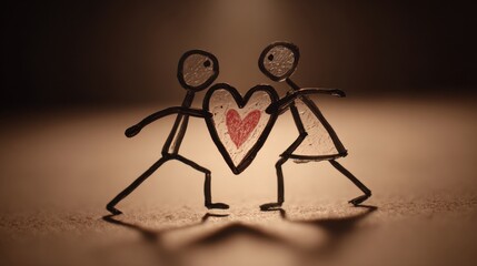 Love shield captures the power of care and commitment, as one stick figure shields another from harm, reflecting love’s bravery and compassion.
