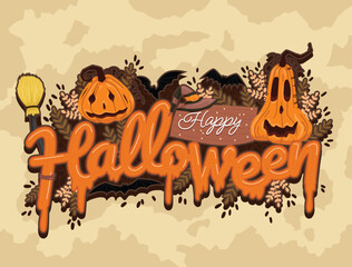 Halloween text design, Halloween typography, Hand drawn vector design.