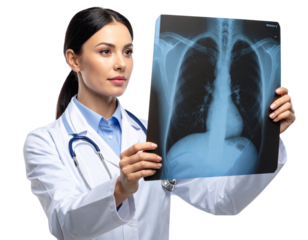  Healthcare Radiology Specialist Studying Chest X-ray Transparent Background