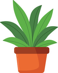 Vibrant Green Houseplant Terracotta Pot Vector Illustration Indoor Home Office Decor