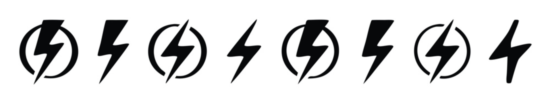 Lightning, electric power vector logo design element. Energy and thunder electricity symbol concept. Lightning bolt sign in the circle. Power fast speed logotyp