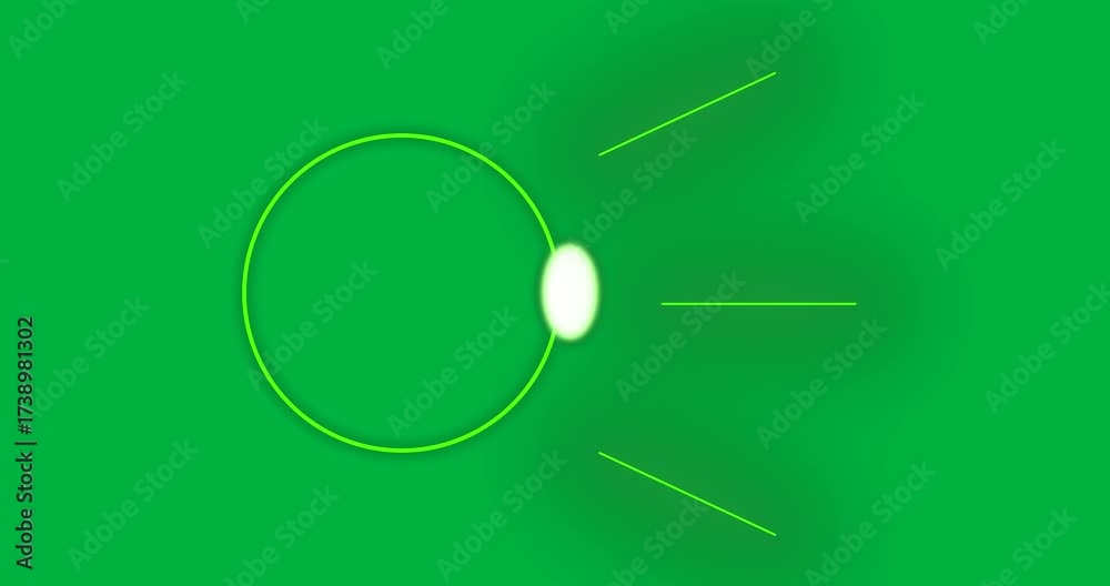 Wall mural animation of glowing green circle with lines over transparent background