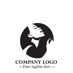 Black and White Woman Singing Logo Symbol in Minimalist Elegant Vector Design for Music and Performance