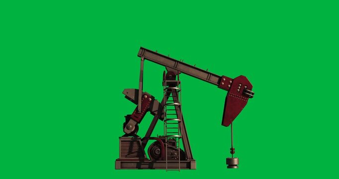 Animation of oil pump working over transparent background