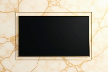 Elegant Black Panel with Gold Frame on a Textured Background