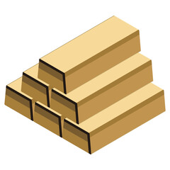 金　純金　金塊　延べ棒　インゴット　イラスト　ベクター　アイソメトリック