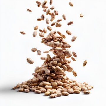 Navy Beans Falling from a Pile Isolated on Transparent Background