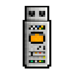 Pixelated usb flash drive with digital interface on transparent background