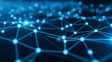 Dynamic abstract blue network connections flow, technology concept, futuristic digital grid - Powered by Adobe