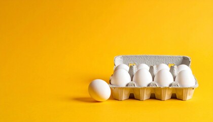 Fresh Eggs in Carton Tray with Empty Space for Text and Design