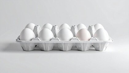 Fresh Eggs in Carton Tray with Empty Space for Text and Design