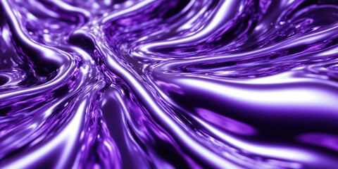 Shiny Metallic Liquid in Electric Purple and Silver with Reflective Highlights A futuristic and luxurious design featuring shiny metallic liquid