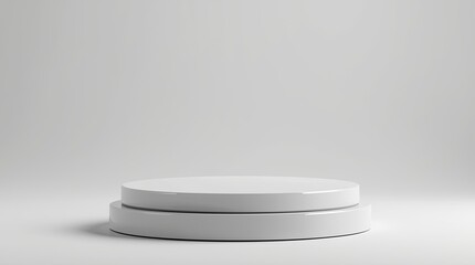 High-Quality 3D Render of White and Silver Two-Tiered Podium for Product Mockup