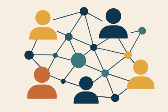 People flat illustration icons abstract vector figures nodes connected shape circular