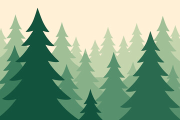 Obraz premium Vector minimal trees layers style illustration fading pine minimalist depth background forest