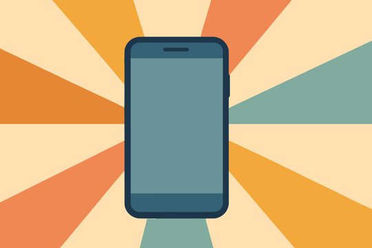 Rays abstract placed smartphone illustration flat center vector phone behind single