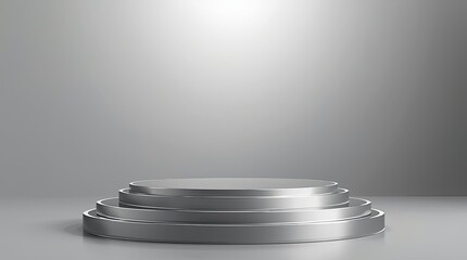 3D Minimalist Round Product Podium in White and Grey Tones for Display Mockup