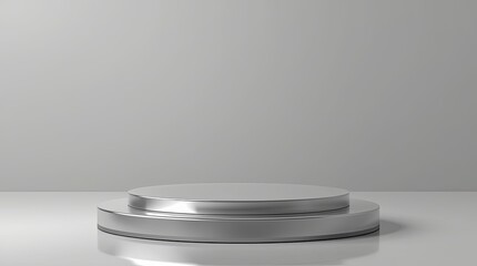 3D Minimalist Round Product Podium in White and Grey Tones for Display Mockup