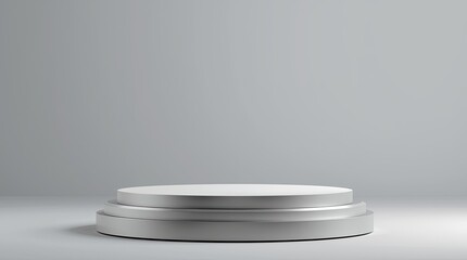 3D Minimalist Round Product Podium in White and Grey Tones for Display Mockup