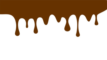 Wavy chocolate pattern. Chocolate wavy drip illustration. Brown chocolate drip illustration. Melted brown chocolate illustration. Liquid ice cream on waffle pattern background