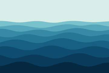 Layered flat illustration patterns ocean vector into distance abstract waves geometric fading