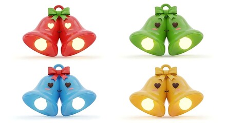 Colorful bells illustrations on white background for design