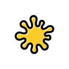 Paint Splat Yellow Abstract Illustration Isolated on White